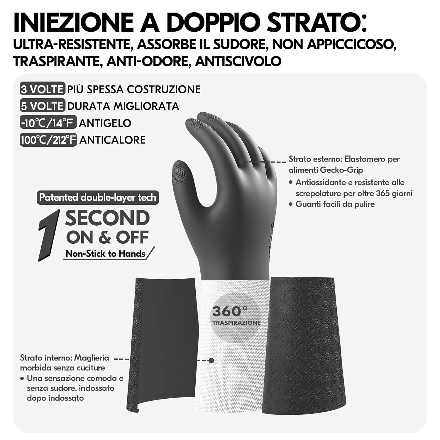 Detalle 2 de Vgo... Guanti Lavoro per Pulizia Extra Spessi 1,2 mm – Riutilizzabili, senza lattice, antipruriti e termici
