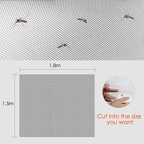 Detalle de MYCARBON 2 Pcs Mosquitera para Ventana Autoadhesiva 150x180 cm Negra – Protección eficaz contra insectos sin perforar