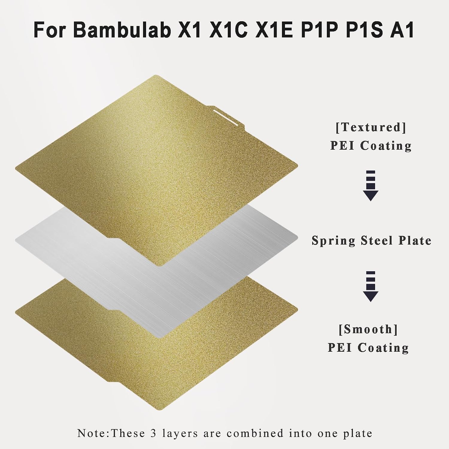 Detalle de TIOPY PEI Druckplatte 257x257mm für Bambulab X2D X1 X1C X1E P1P P1S P2S A1 – PEI-Federstahl-Druckbett