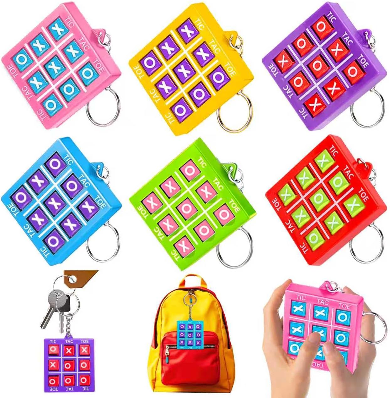 Detalle de Basytodio Mini Tic-Tac-Toe Keychains, 24-Pack Party Favour Toys