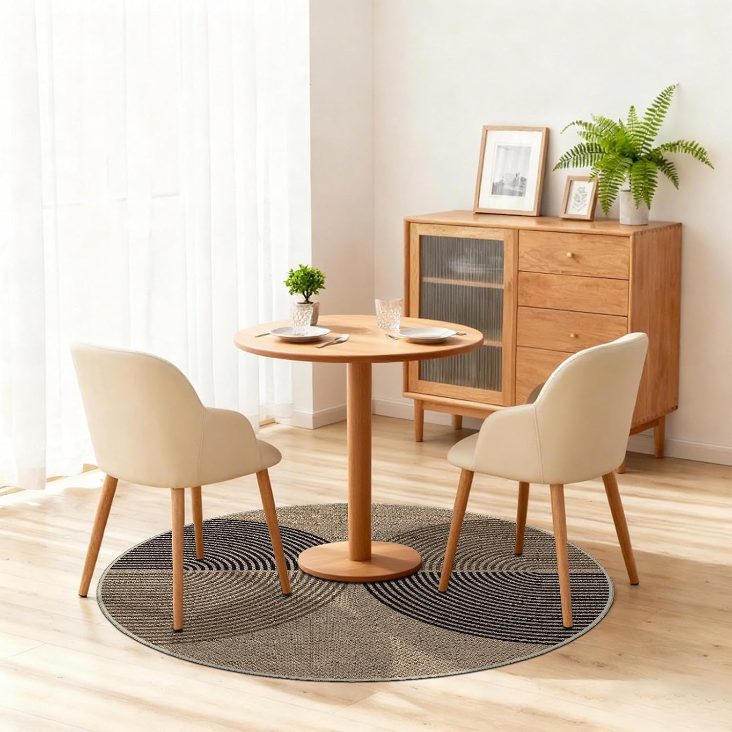 Thumbnail 6 de Capslpad rond tapijt 120 cm, jute-look, antislip en wasbaar, zwart-bruin