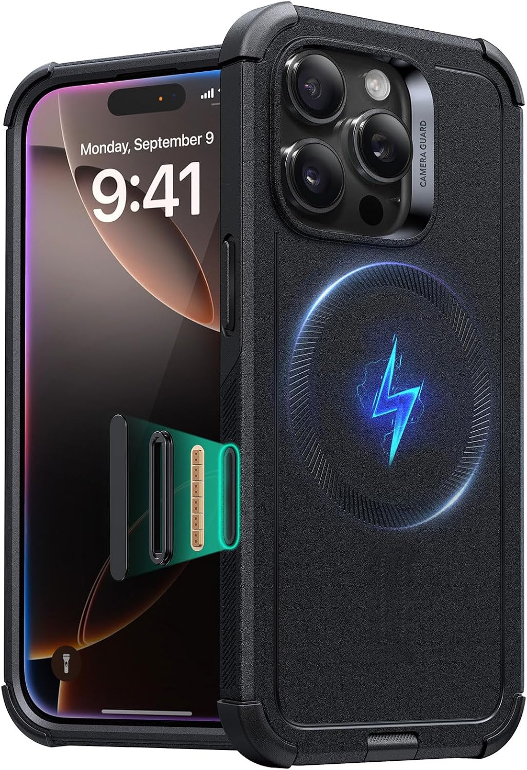 Detalle de ESR for iPhone 16 Pro Case (Cyber Series) with MagSafe Compatibility and Camera Control Button, Black