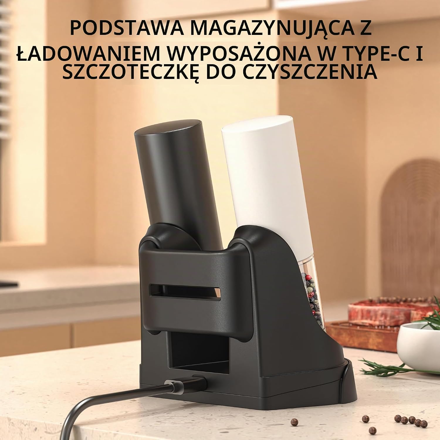 Detalle 2 de WallEgo YC-YMQ-Small – zestaw młynków do soli i pieprzu ze szkła i ceramiki