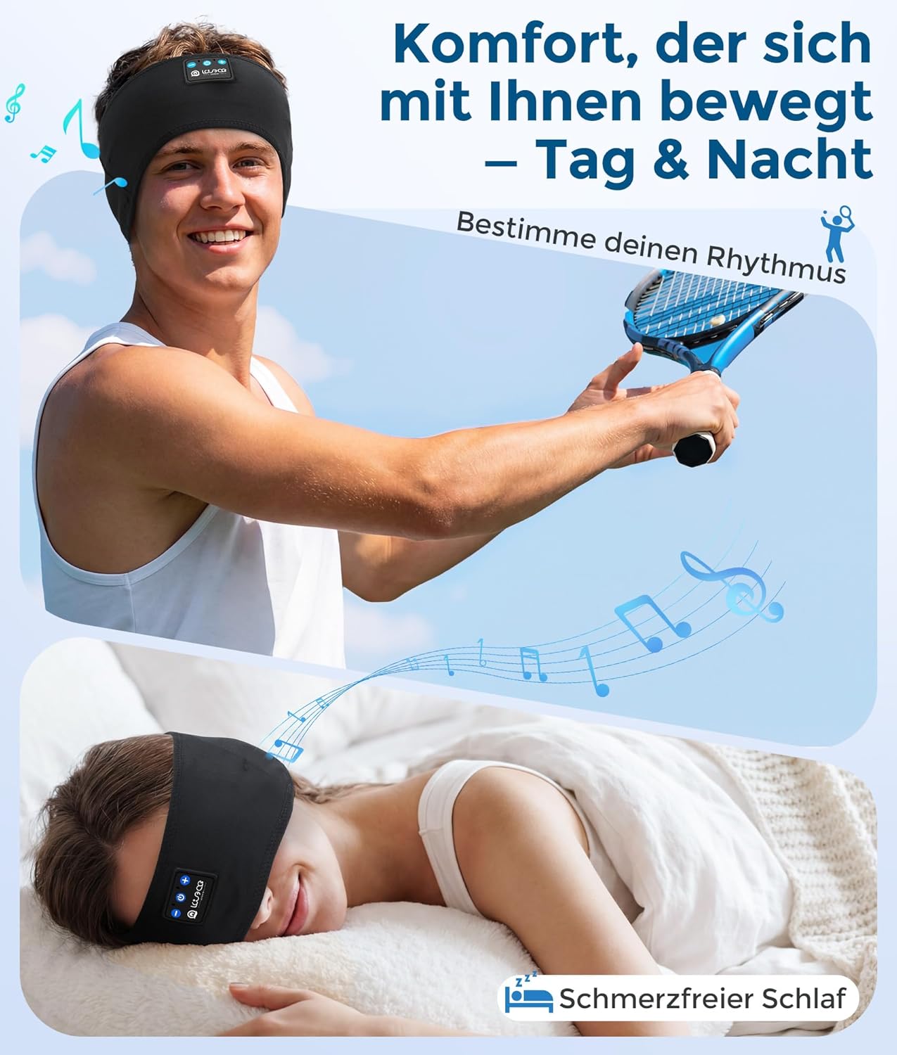 Thumbnail 1 de LOVE EYE Schlafkopfhörer Bluetooth – Schlafband mit integrierten Kopfhörern