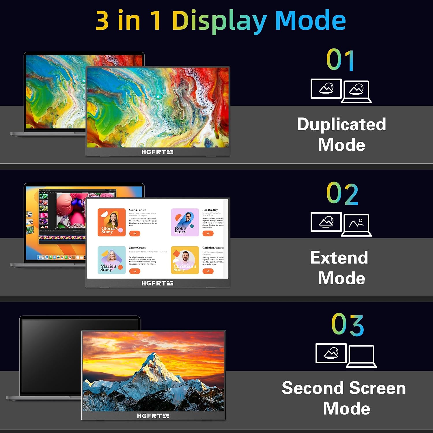 Thumbnail 2 de HGFRTEE Portable Monitor 15,6 Zoll (FHD 1920×1080) mit IPS, Kickstand und HDMI/USB-C