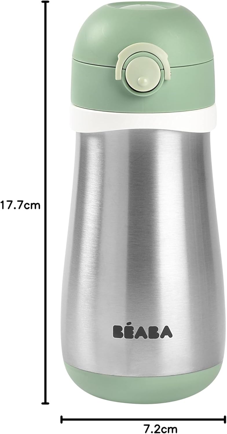 Thumbnail 3 de Béaba gourde inox enfant 2 en 1 (gourde/verre) 350 ml vert sauge