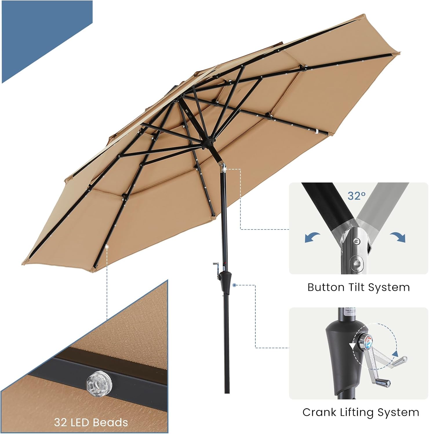 Detalle de DUMOS Patio Umbrella 3-Tier