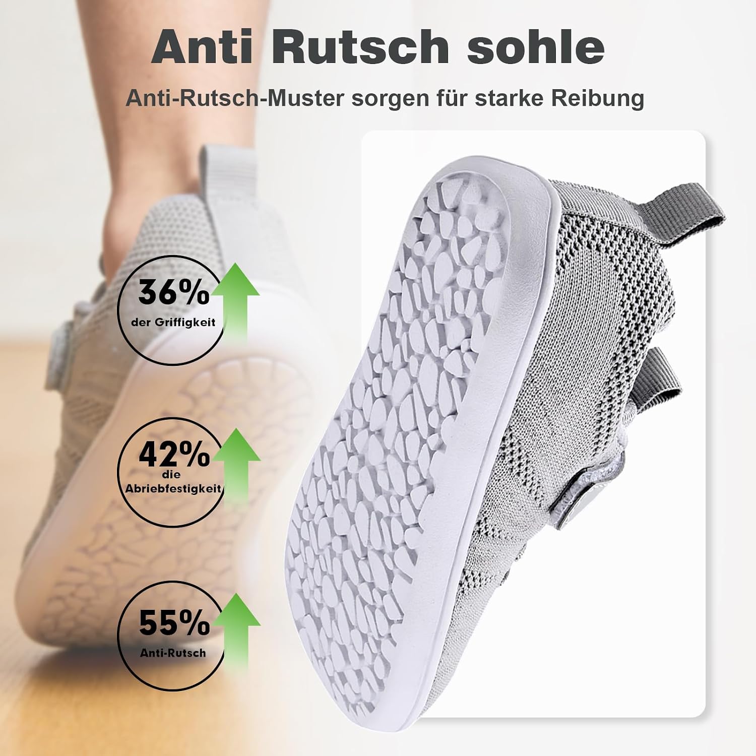 Detalle 2 de IceUnicorn Kinder-Hausschuhe als Barfußschuhe – minimalistische Hallenschuhe mit Zero-Drop