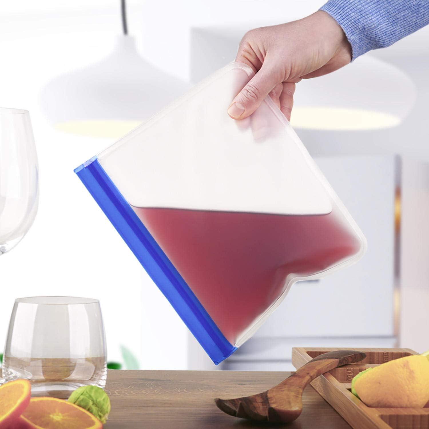Detalle de Dimono Reusable Silicone Food Bags, 3 Sizes with Zip Closure