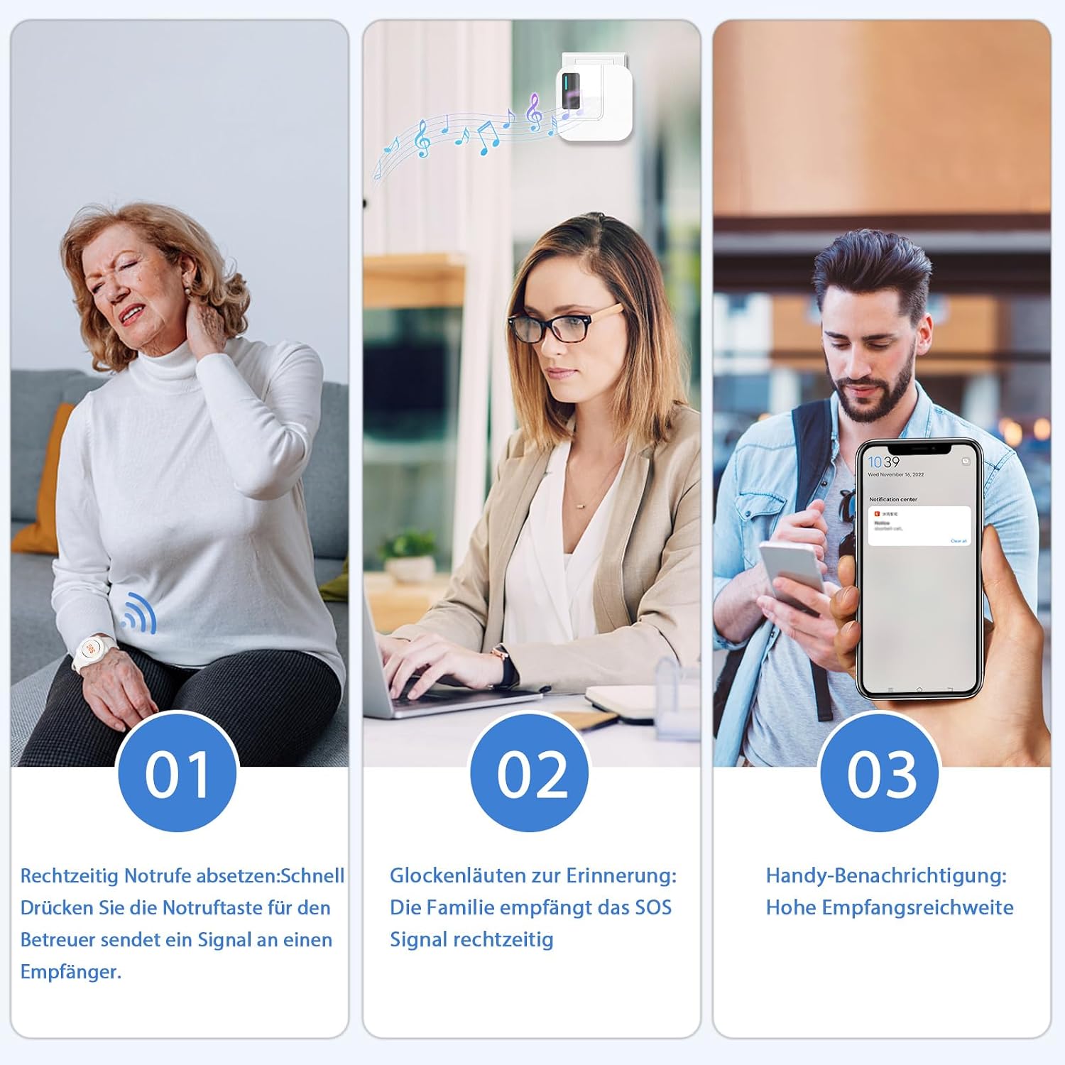 Detalle 2 de DAYTECH Notrufknopf für Senioren 1 Empfänger
