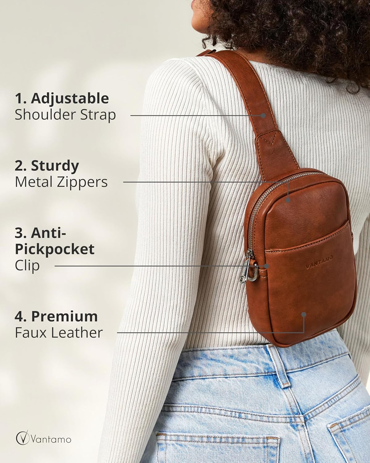 Thumbnail 4 de Vantamo crossbody bag for women with RFID blocking and anti-pickpocket clip