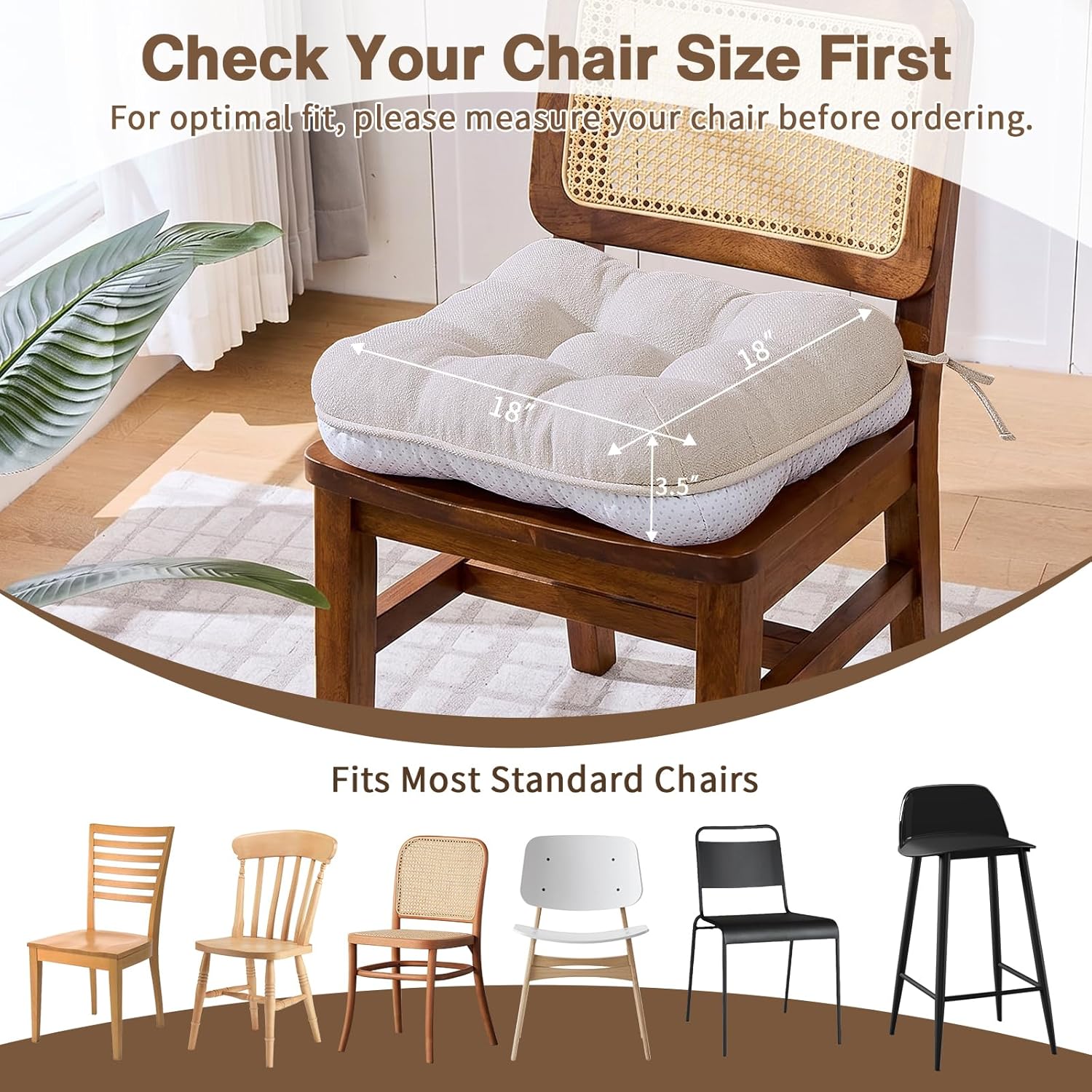 Thumbnail 3 de BETU Shredded Memory Foam Dining Chair Cushions (18"x18"x3.5")