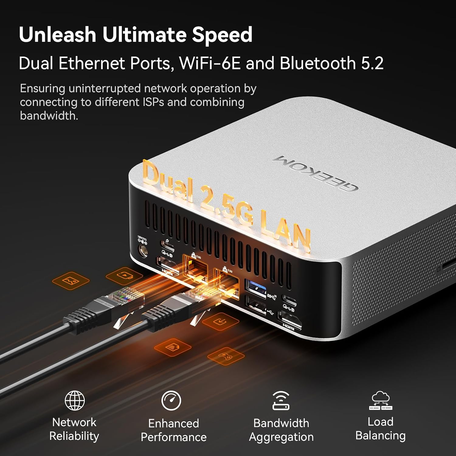 Thumbnail 6 de GEEKOM A8 Max Mini PC (Windows 11 Pro) with AMD Ryzen 7 8745HS, 16GB DDR5, 1TB PCIe SSD