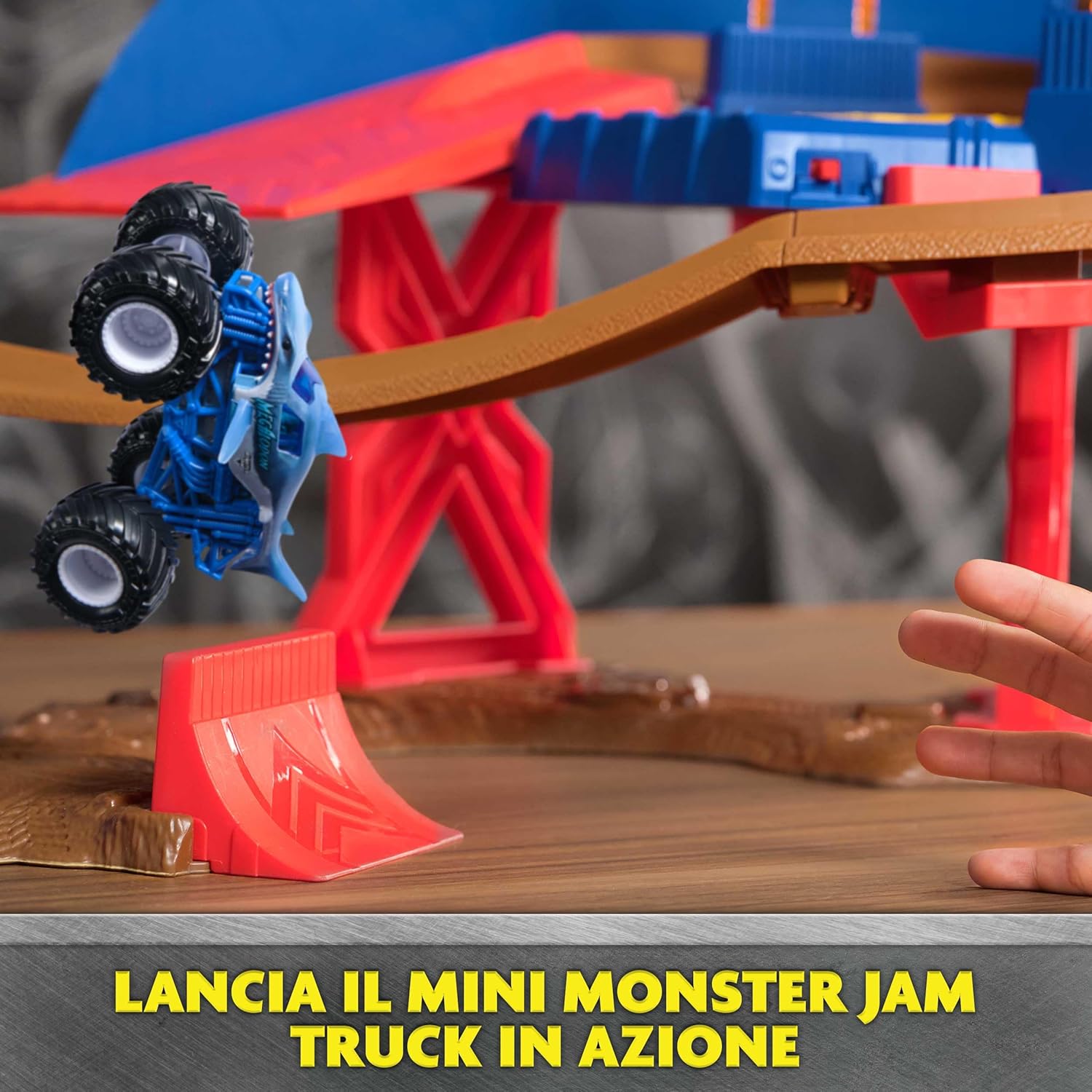 Thumbnail 3 de Monster Jam Set Supercharge Speedway con Megalodon e El Toro Loco 1:64 – Pista illuminata e mezzi die-cast