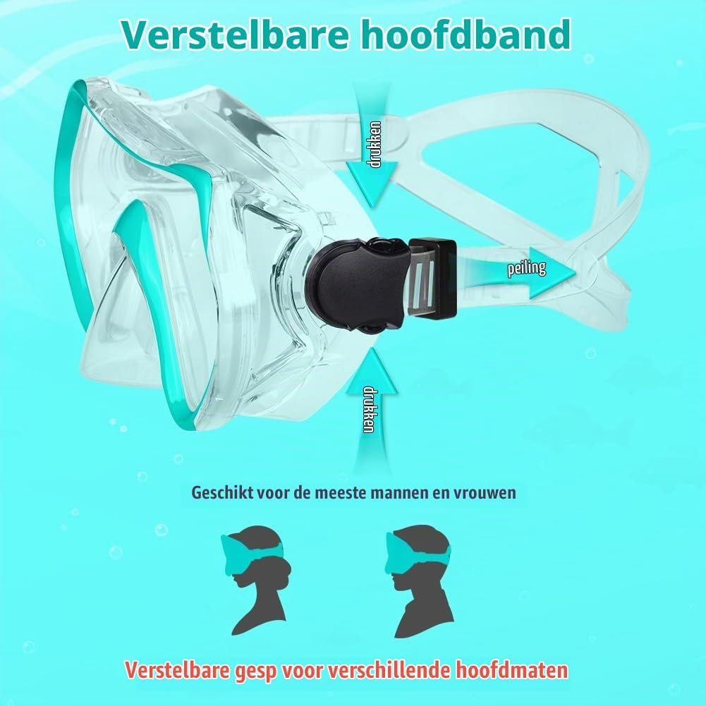 Thumbnail 4 de AOOSA snorkelmasker met gehard glas en 180° panoramisch zicht