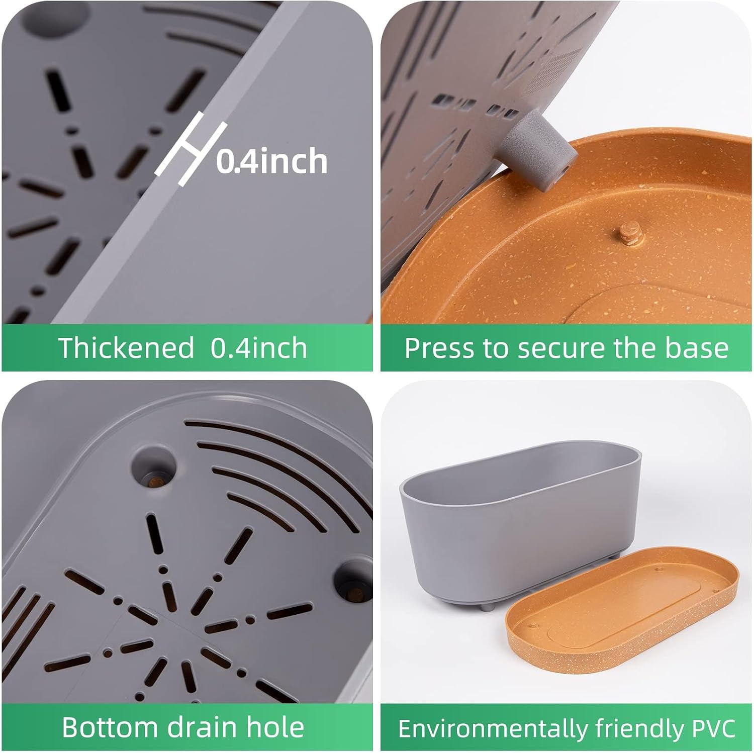 Thumbnail 2 de QCQHDU 40.6x19.3x17.8cm Window Planter Box 2 Pack — Self-Watering, Light Grey