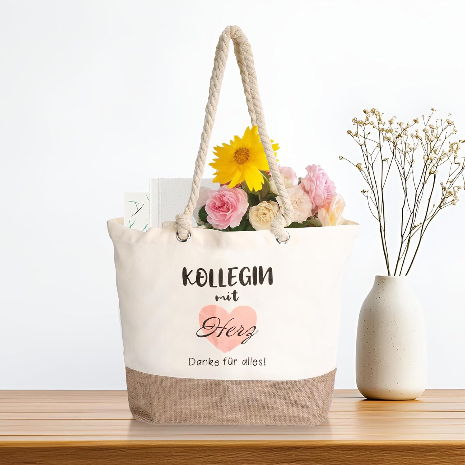 Detalle de Kaempe Kollegen Tasche – Jute Tragetasche als Abschieds- oder Geburtstagsgeschenk für Kollegin/Kollegen