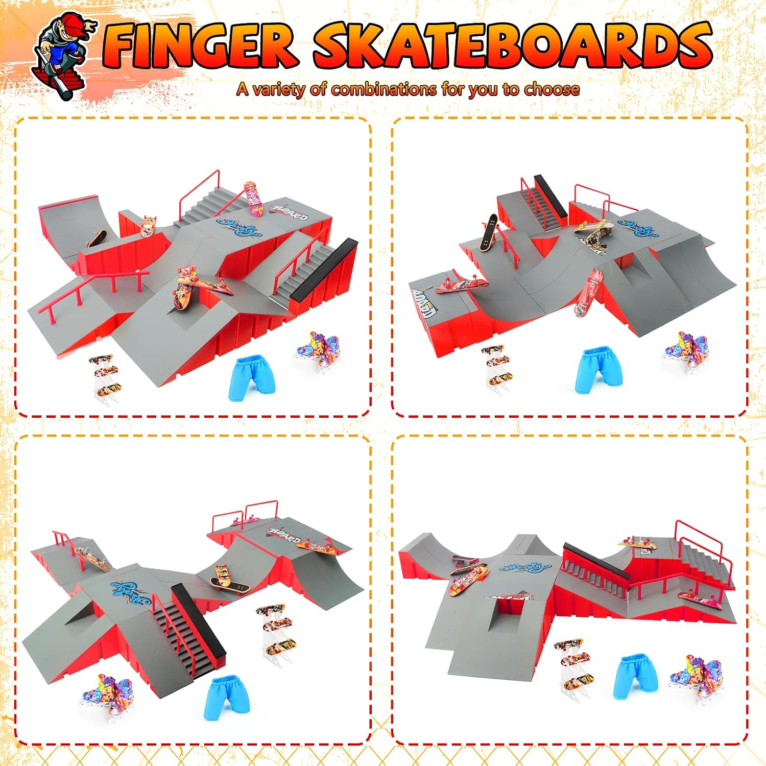 Thumbnail 2 de CS COSDDI Mini Finger Skateboards Ramp Accessories Set – DIY Fingerboard Park for Creative Play