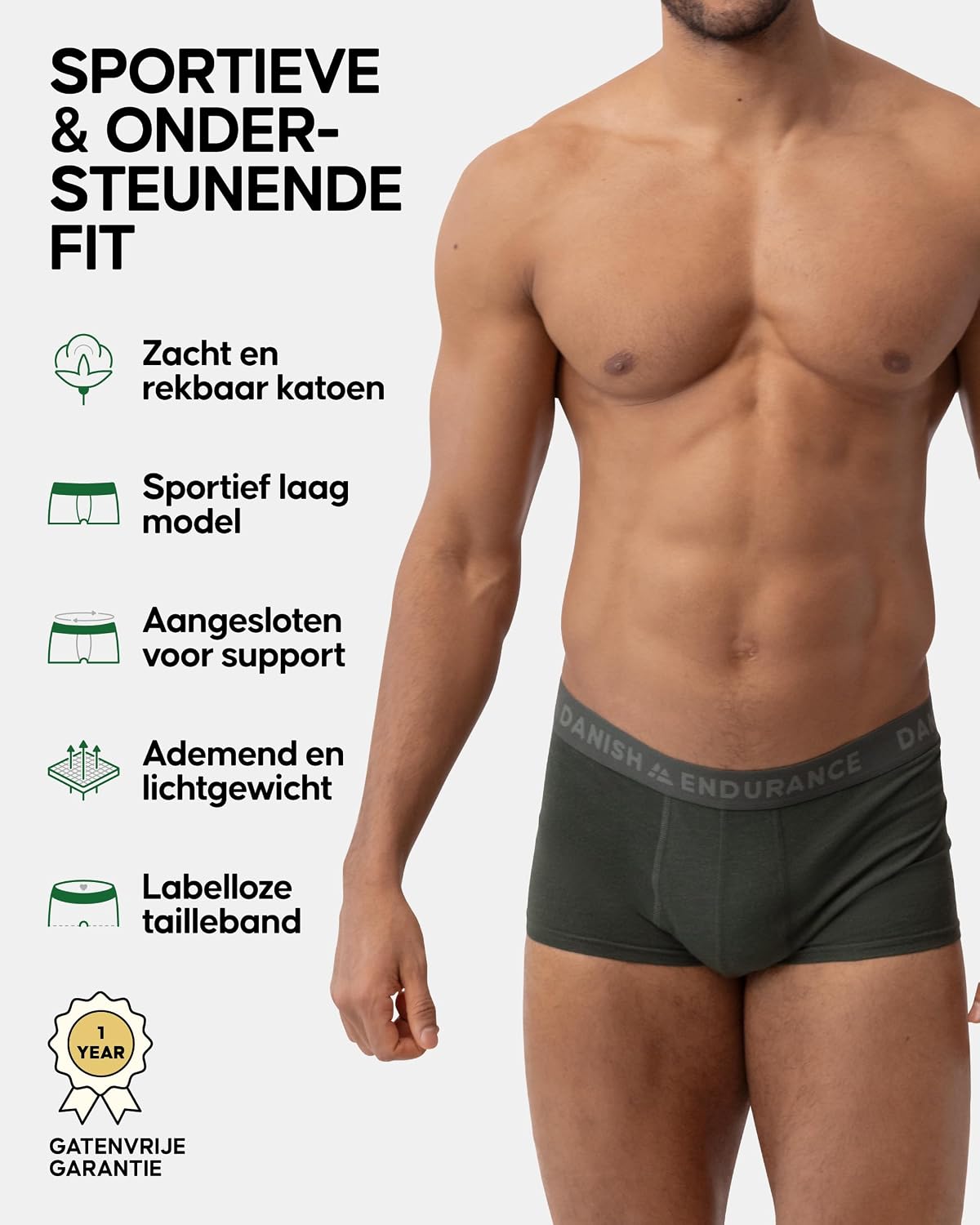 Detalle 2 de DANISH ENDURANCE katoenen boxershorts met lage taille voor heren, 6-pack