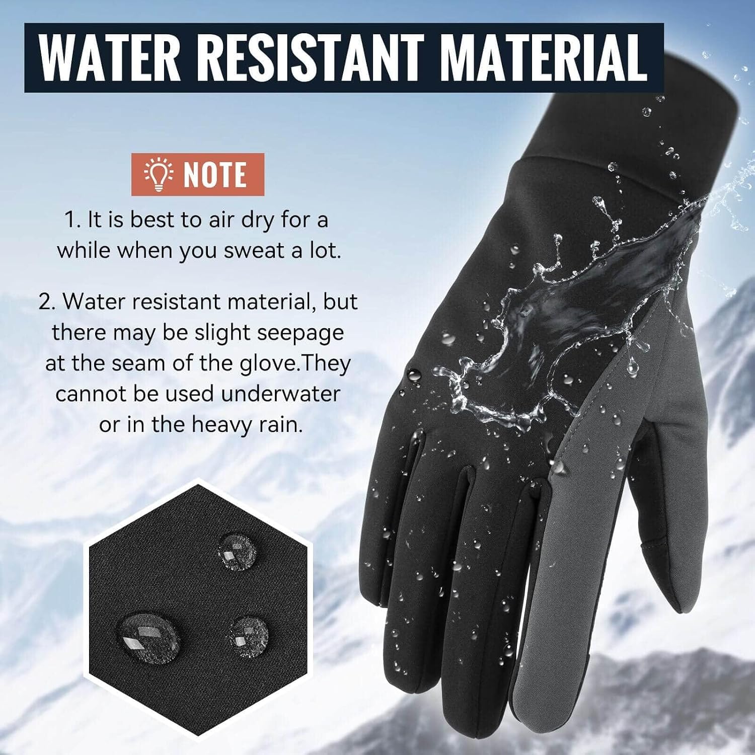 Detalle 2 de OZERO Thermal Winter Gloves touchscreen, waterproof