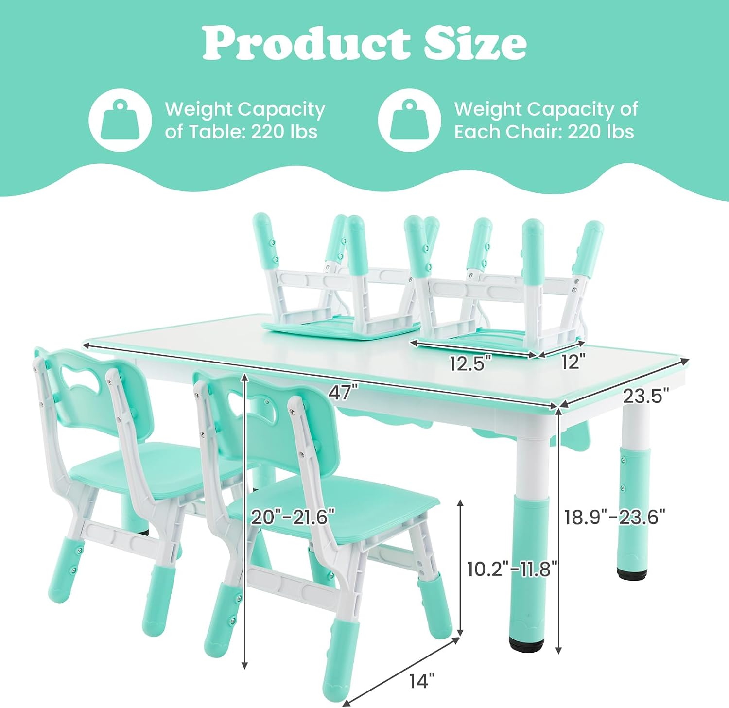 Thumbnail 6 de INFANS Kids Table and Chair Set, 47-inch