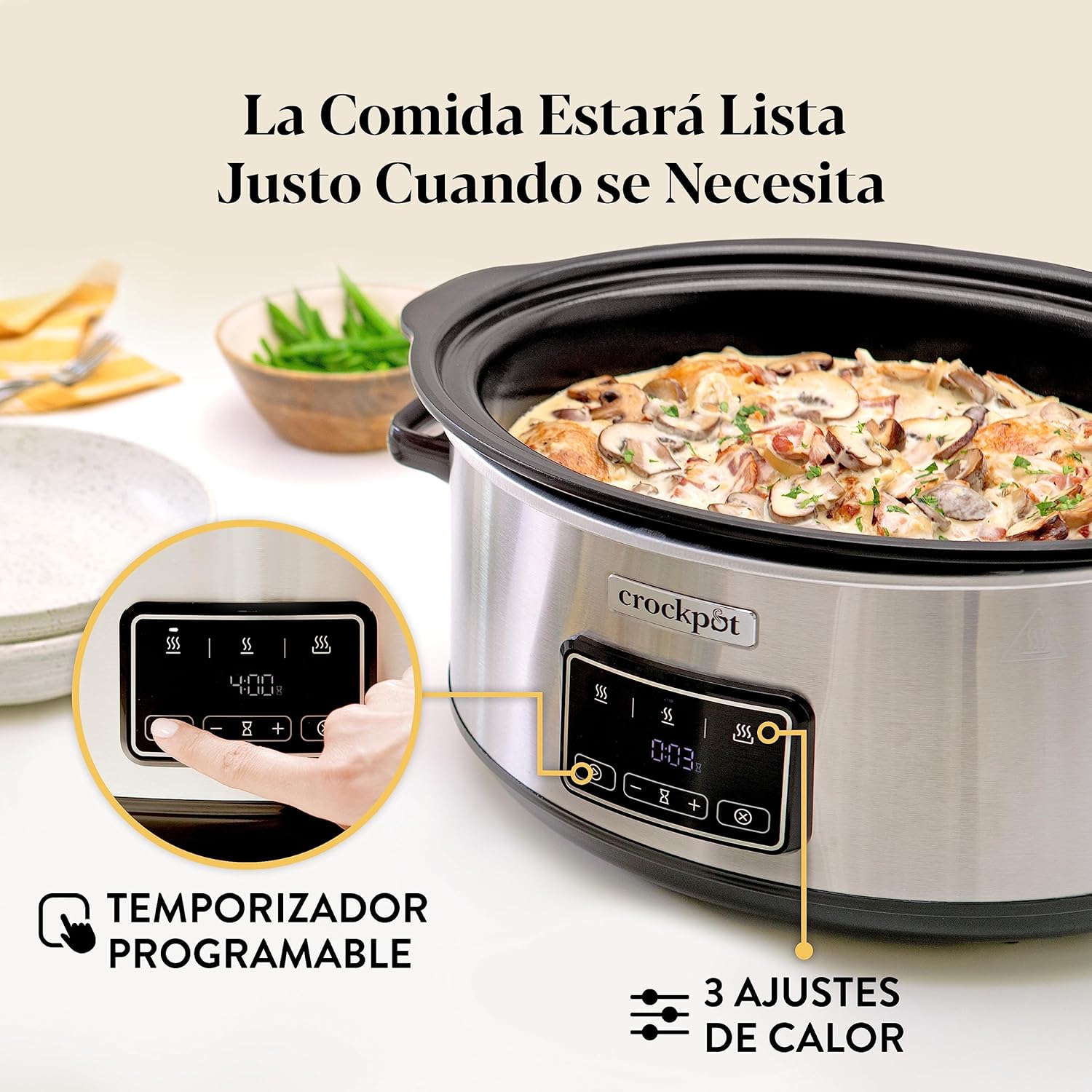 Thumbnail 3 de Crockpot Sizzle & Stew Olla digital, 3.5L, Acero inoxidable 🍲