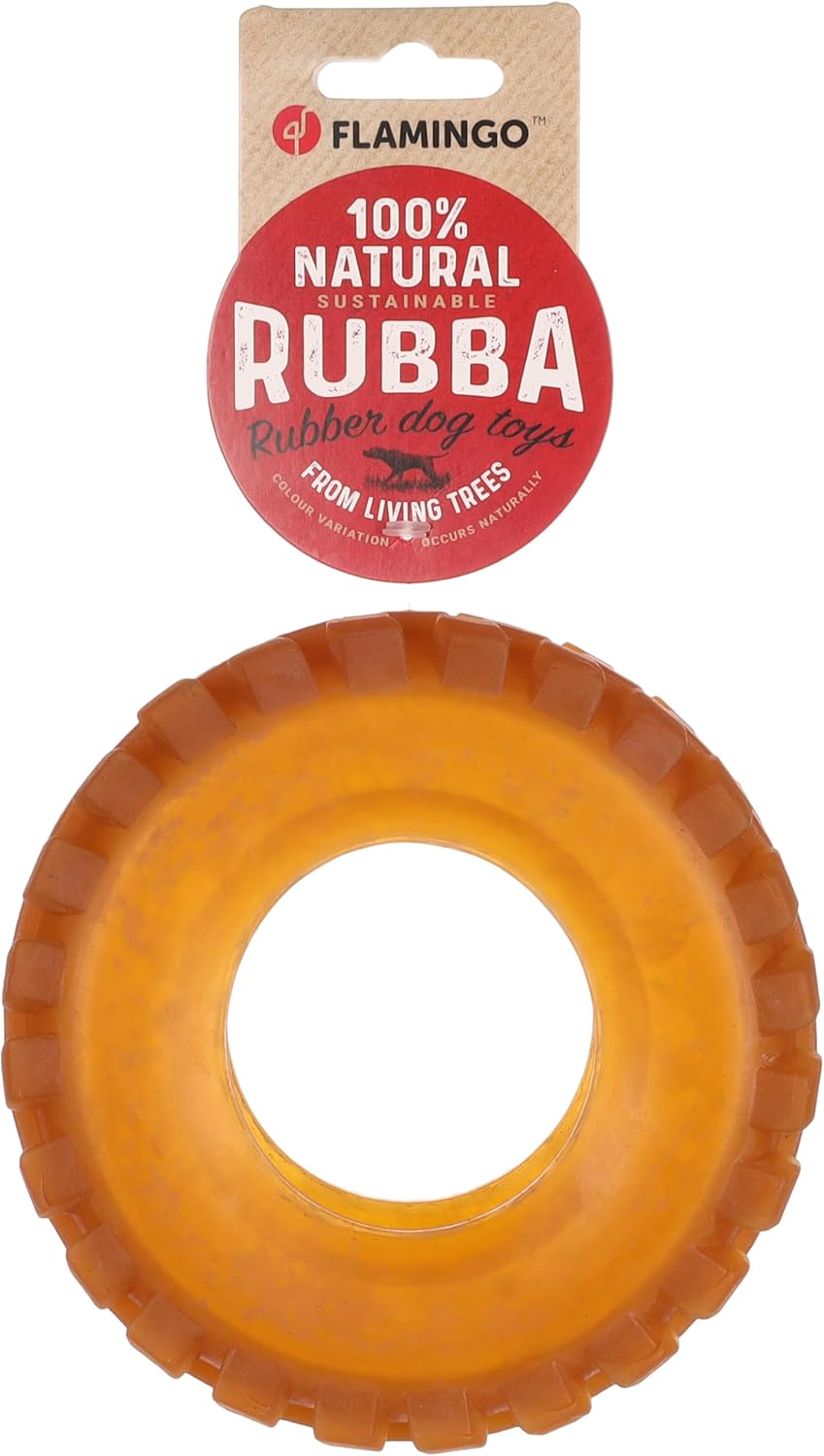 Thumbnail 1 de Flamingo Rubba Ring Hundespielzeug aus Naturkautschuk – braun, 15 × 15 × 5 cm