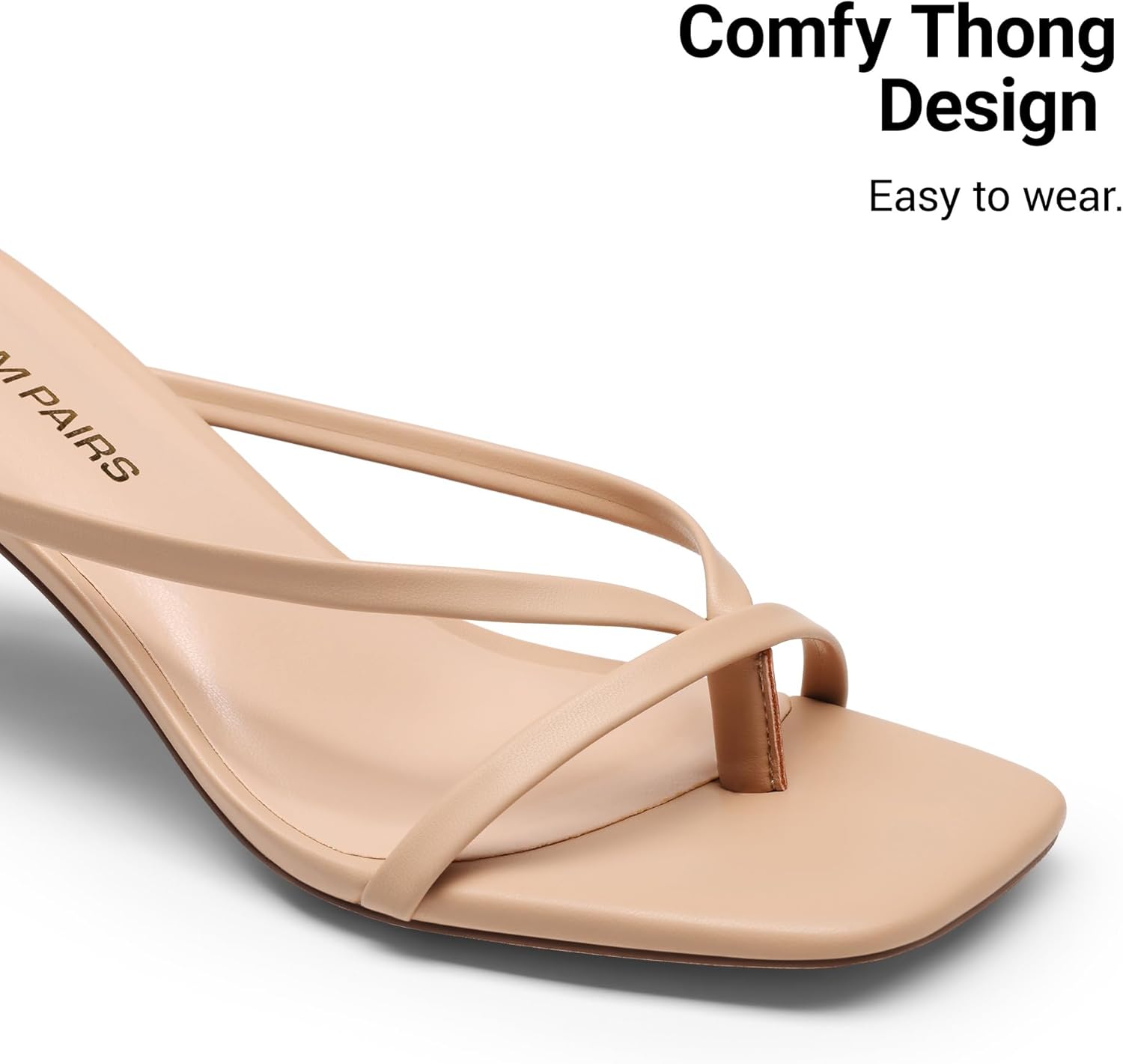 Detalle de DREAM PAIRS Kitten Heels for Women: Slip-On Open-Toe Sandals with Cushioned Support