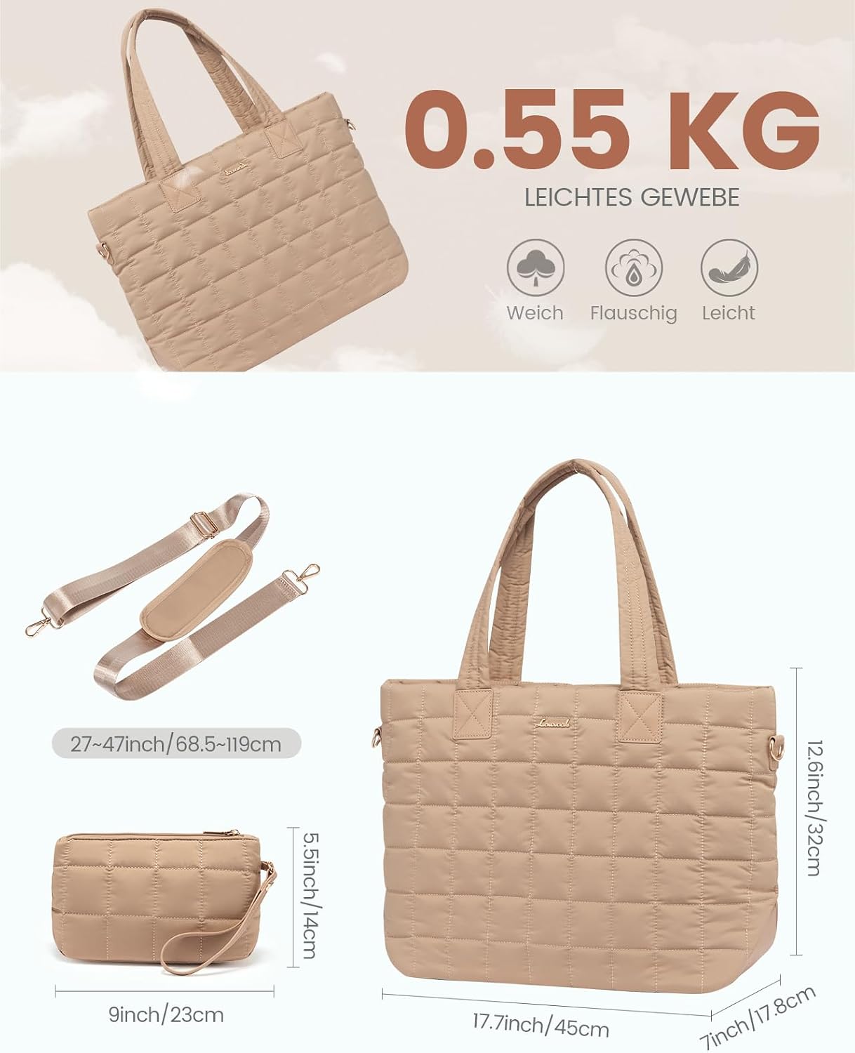 Thumbnail 3 de LOVEVOOK Laptoptasche 15,6 Zoll Khaki