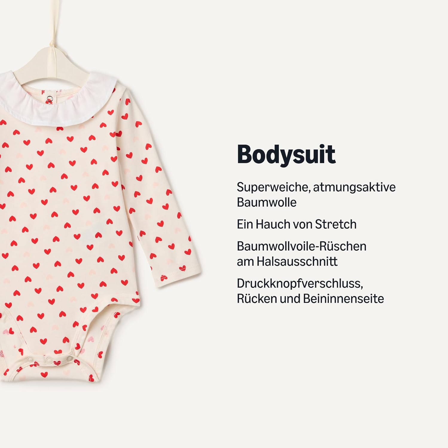 Detalle 2 de Amazon Essentials x Sofia Grainge Baby – Mädchen Langarm-Body mit Rüschenkraag, 2er-Pack