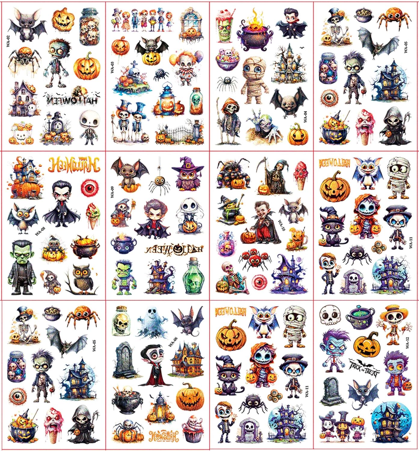 Thumbnail 1 de Halloween Tattoos für Kinder – 12 Blätter Glitzer-Tattoos