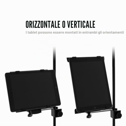 Detalle de Tiger IMCA-BK: Supporto per Tablet iPad per asta microfonica regolabile, colore nero