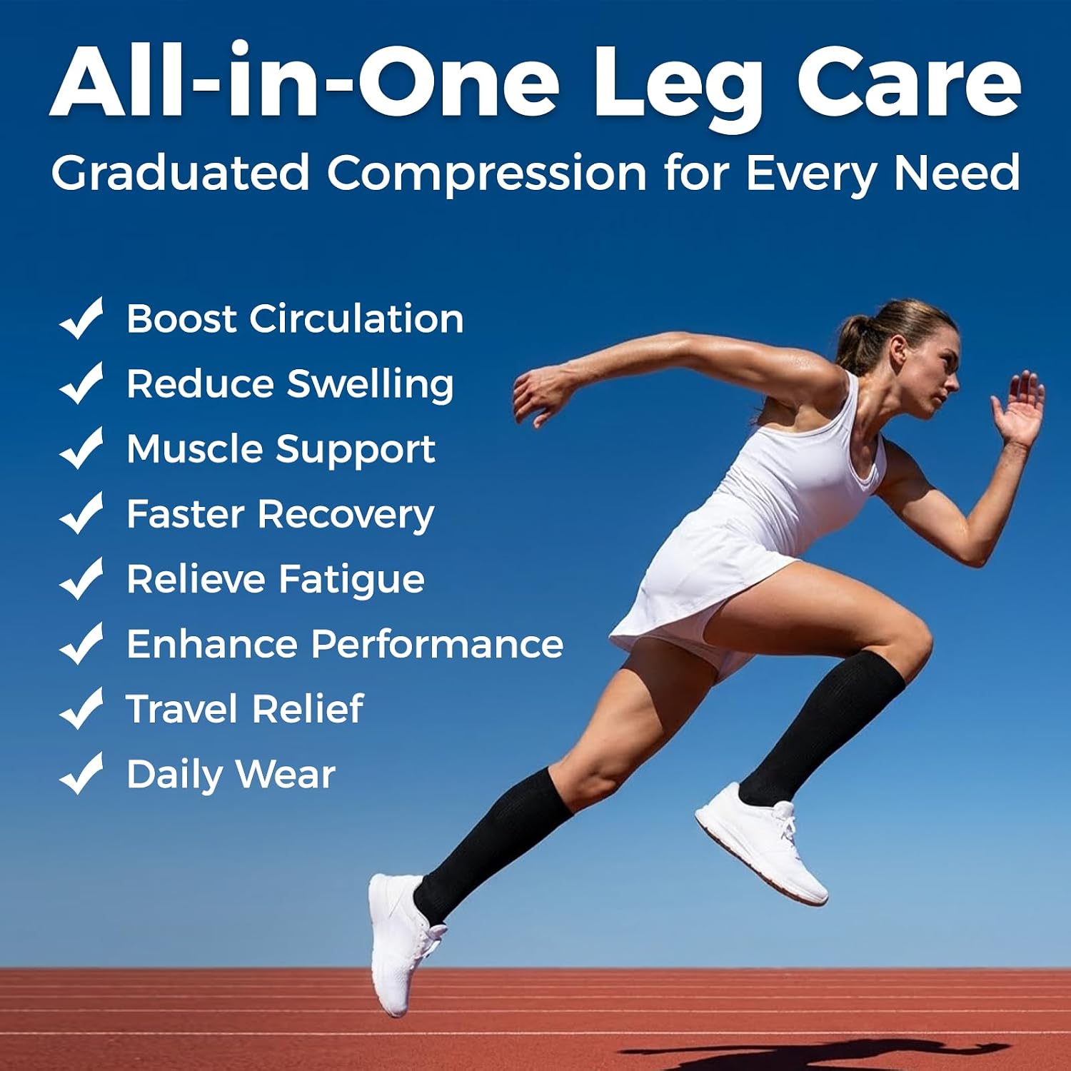 Thumbnail 1 de FITFEL Compression Socks, Knee-High 15–20 mmHg Graduated Support, 3 Pairs