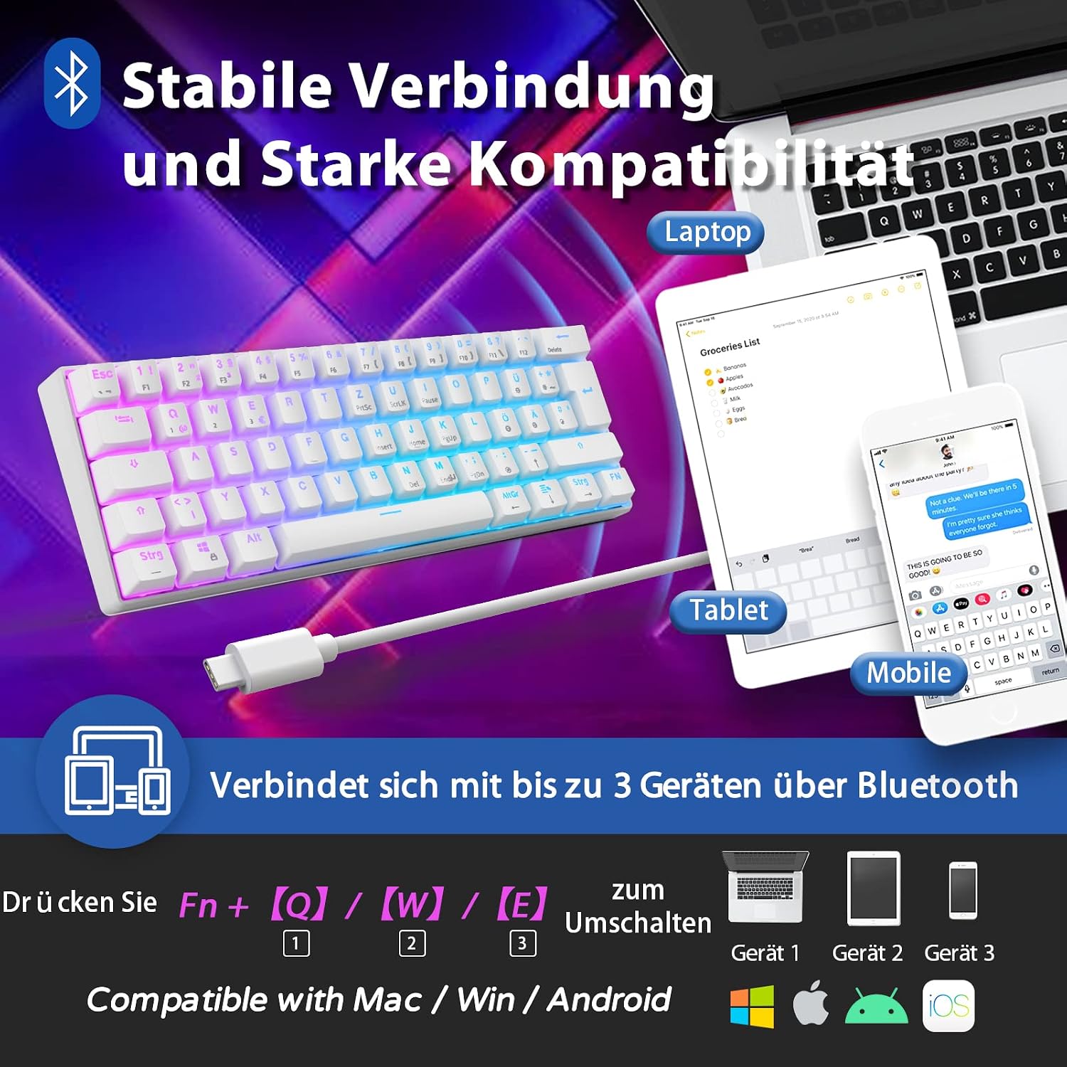 Thumbnail 6 de RK61 Mechanische 60% Gaming-Tastatur, Hot-Swap
