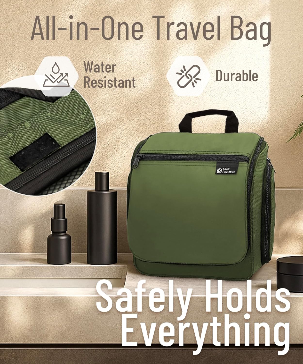 Thumbnail 5 de D&D Hanging Travel Toiletry Bag (Large) with 10 Compartments, YKK Zips and XXL Swivel Hook