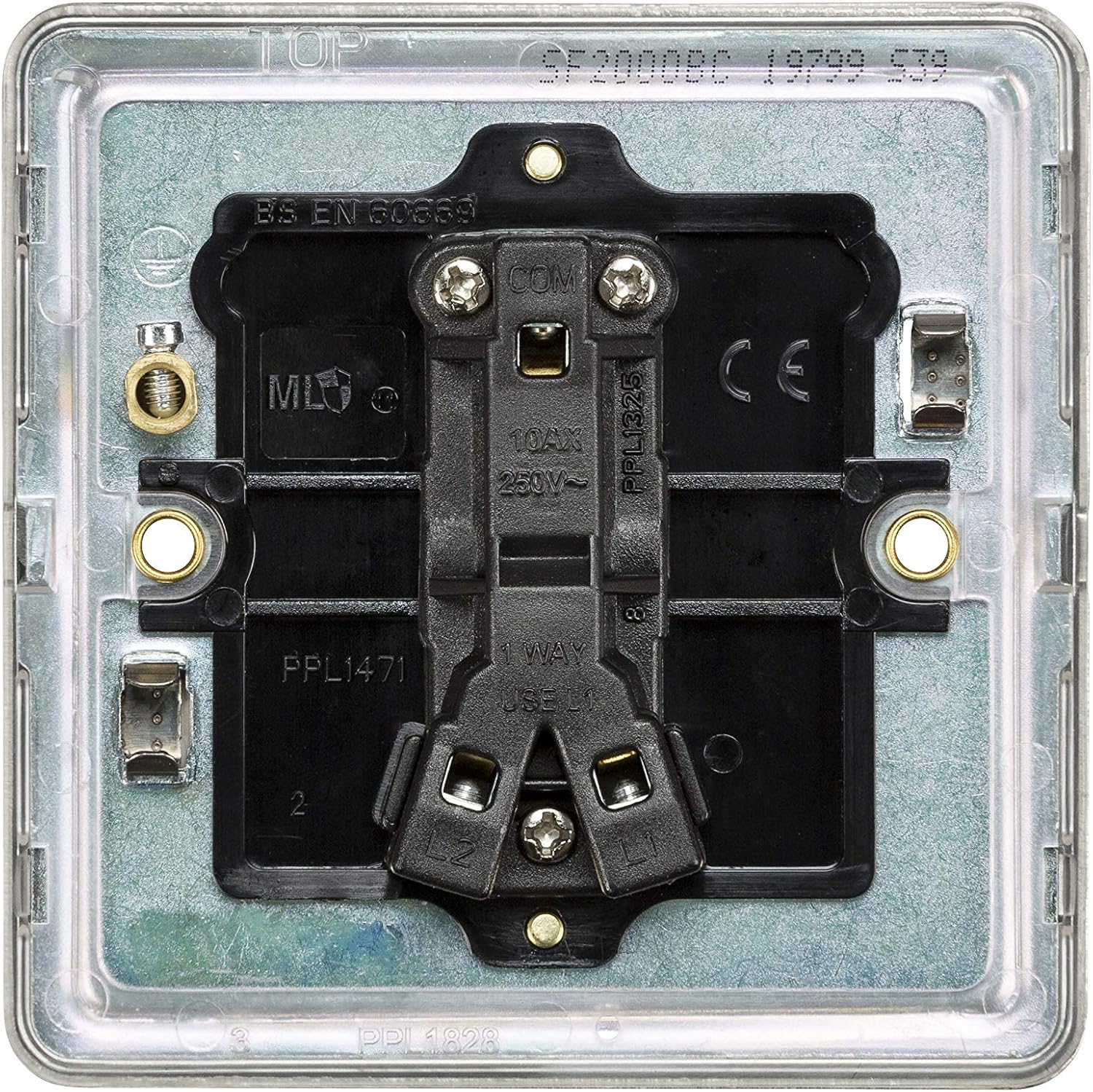 Detalle de Knightsbridge SF2000PB Screwless 10 A 1 Gang 2 Way Switch, Polished Brass
