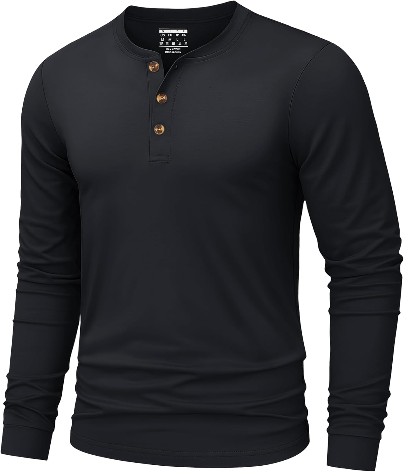 Detalle de TACVASEN Men's Long Sleeve Henley T Shirt – Cotton Comfort, Casual Style