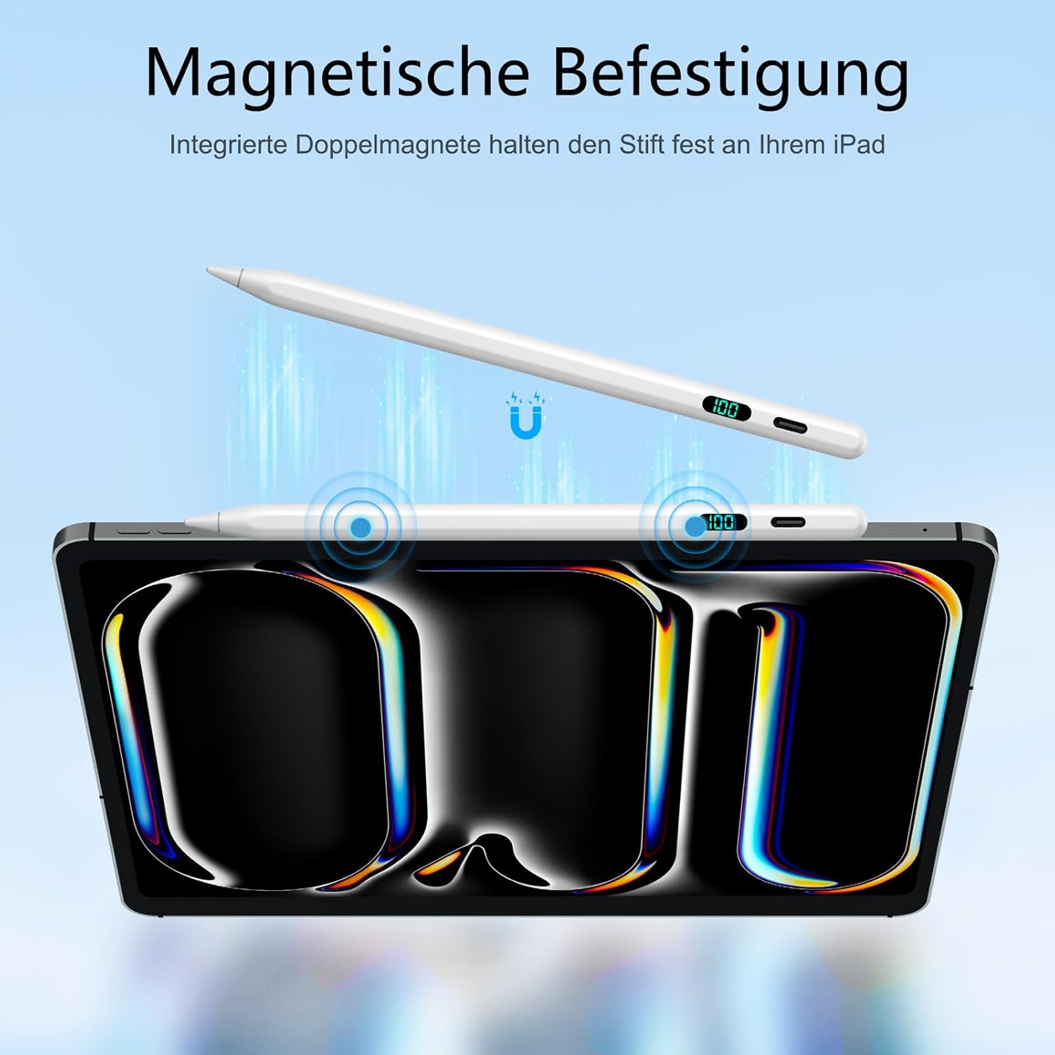Detalle de FOJOJO Stift für iPad (2025–2018) mit LED-Ladeanzeige – Pencil für iPad 11/13, Air, Pro und mini