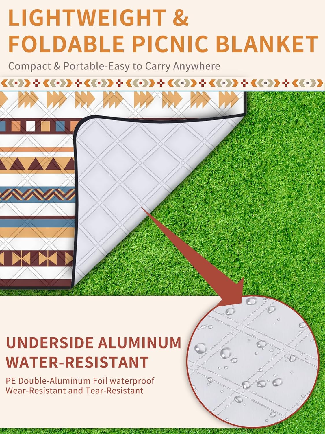 Thumbnail 3 de UKNOWISA 5-layer Picnic Blanket (200 x 200cm) waterproof extra large beach & picnic rug