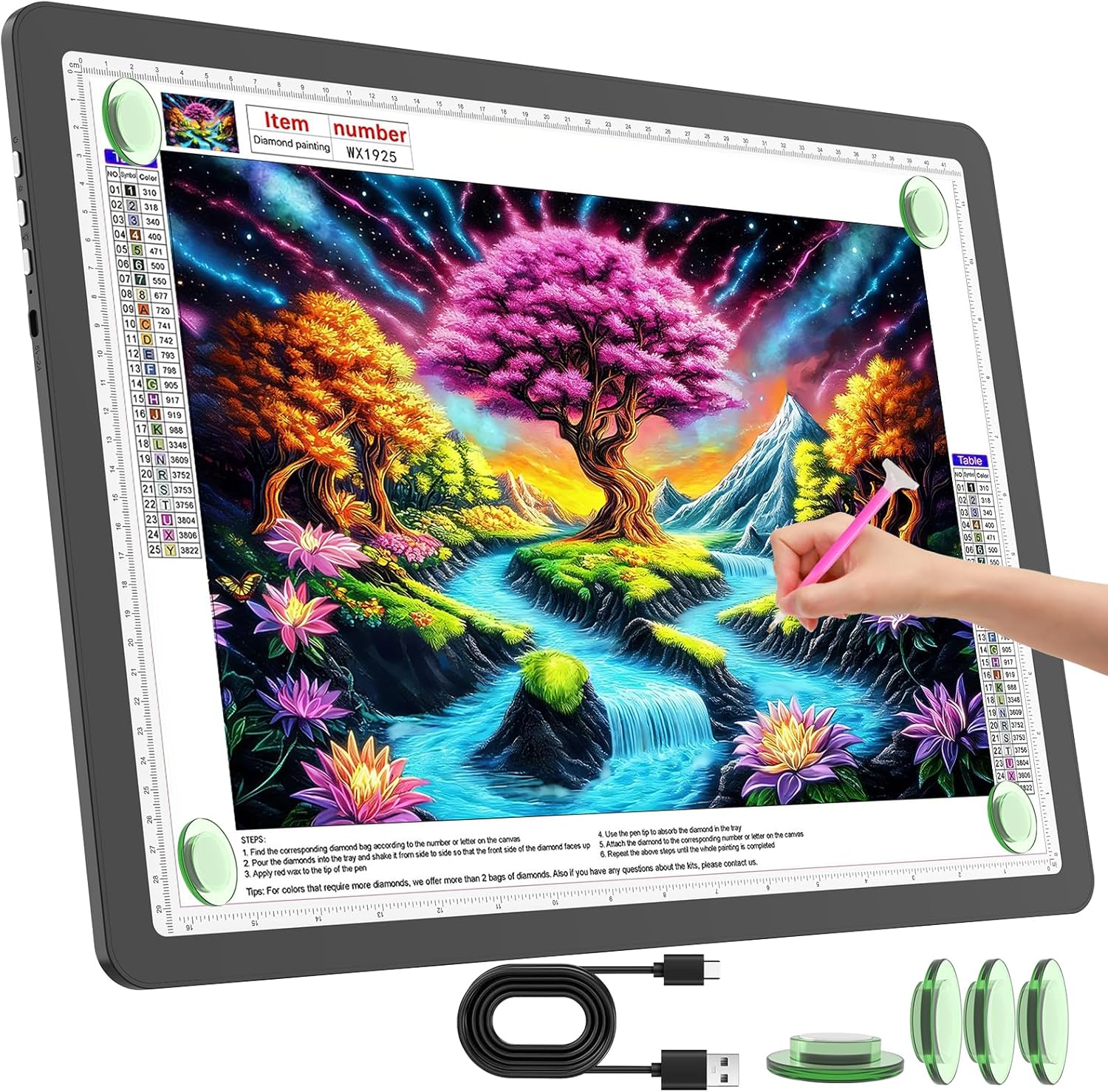 Detalle de TOHETO Bloc lumineux A3 rechargeable avec sac de transport – tablette lumineuse polyvalente pour traçage et dessin