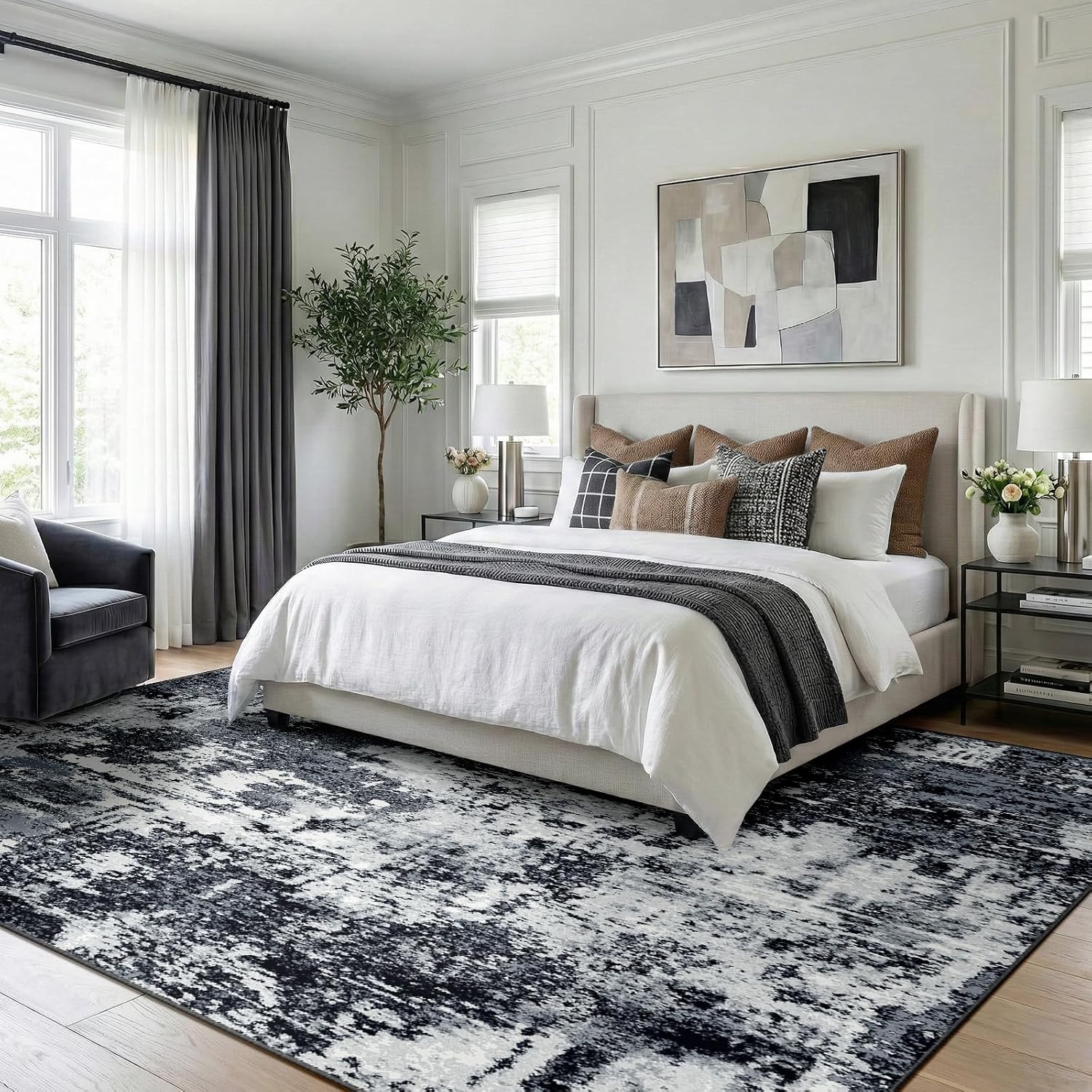 Detalle 2 de RELEANY Washable Area Rug 8'x10' Modern Abstract