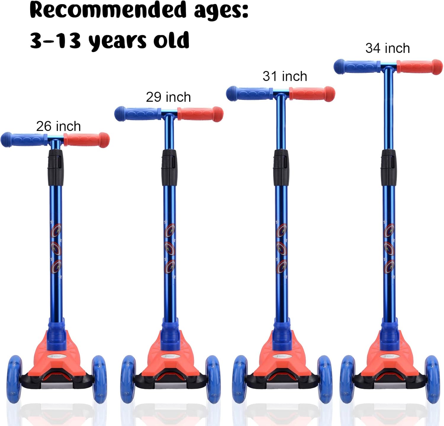 Detalle 2 de 3 Wheel Scooter for Kids Ages 6-12 154 lbs