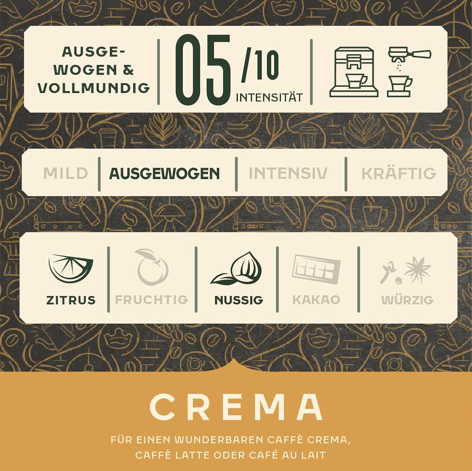 Detalle de Jacobs Barista Crema Ganze Bohnen – Ausgewogen mit Zitrus- & Nussnote, 1 kg