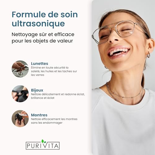 Detalle de PURIVITA Nettoyant Ultrasons Concentré pour Lunettes & Bijoux, 1L – Nettoyage en profondeur en douceur