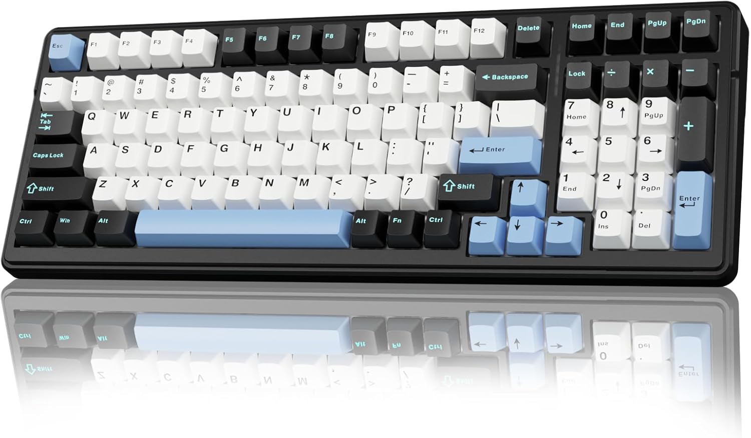 Detalle de AULA F99 Mechanical Gaming Keyboard with BT5.0, 2.4GHz, USB-C and Hot-Swappable Switches (Black & Blue)