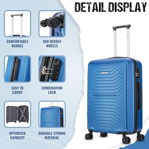 Detalle de FLYMAX 55x35x20 Cabin Suitcase: Lightweight Hard Shell Carry-On for UK Airlines