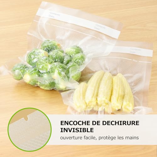 Detalle de Bonsenkitchen Sacs Sous Vide Alimentaire 100 Sachets 20 x 30 cm — Gaufrez et réutilisables
