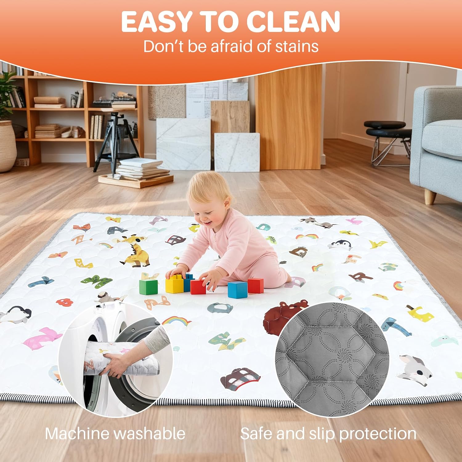 Thumbnail 4 de FUNYKICH Folding Wildlife Playpen Mat 150x150cm