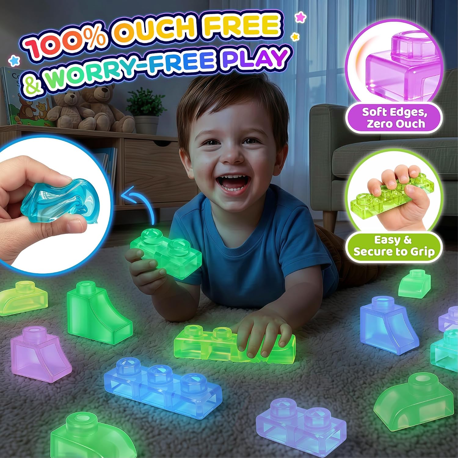 Detalle de Dream City 57Pcs Glow in the Dark Building Blocks for Toddlers
