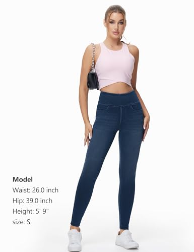 Detalle 2 de THE GYM PEOPLE Damen-Jeggings mit High Waist, 4-Wege-Stretch und 4 Taschen